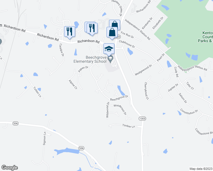 map of restaurants, bars, coffee shops, grocery stores, and more near 4769 Buttonwood Drive in Independence