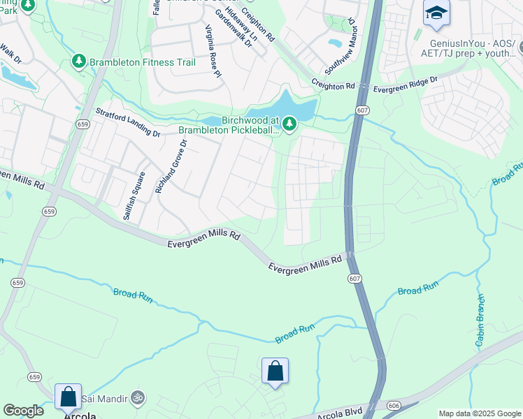 map of restaurants, bars, coffee shops, grocery stores, and more near 42783 Firefly Sonata Terrace in Brambleton