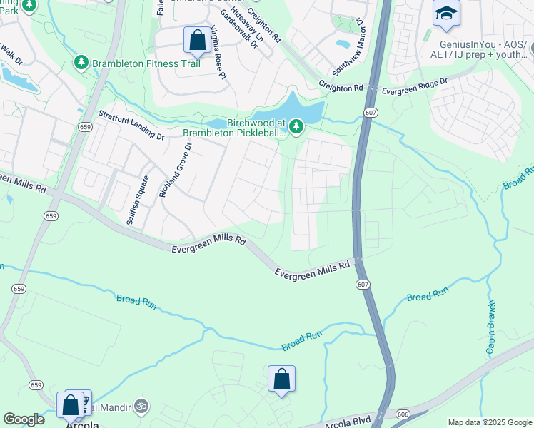 map of restaurants, bars, coffee shops, grocery stores, and more near 42783 Firefly Sonata Terrace in Brambleton
