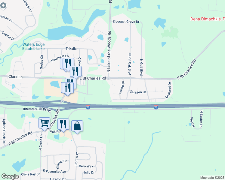 map of restaurants, bars, coffee shops, grocery stores, and more near 105 Sanders Court in Columbia