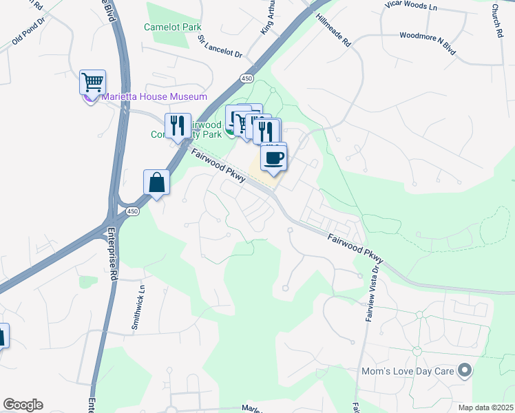 map of restaurants, bars, coffee shops, grocery stores, and more near 5220 Maries Retreat Drive in Bowie