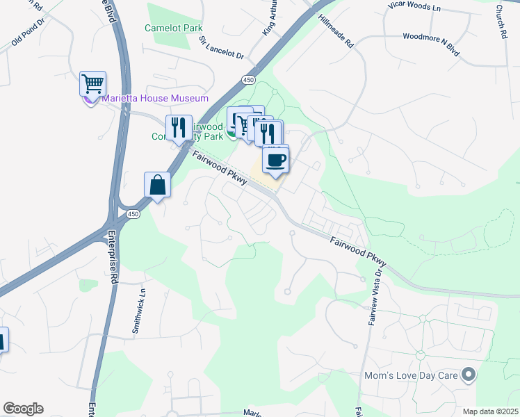 map of restaurants, bars, coffee shops, grocery stores, and more near 5220 Maries Retreat Drive in Bowie
