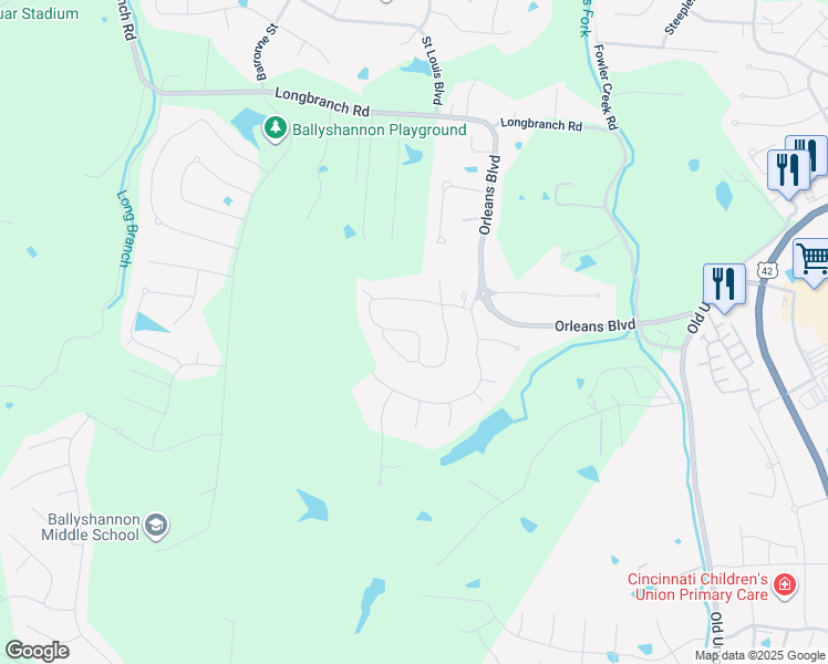 map of restaurants, bars, coffee shops, grocery stores, and more near 2727 Saint Charles Circle in Union