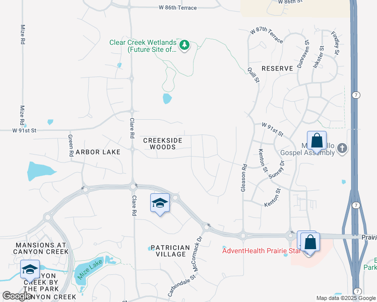 map of restaurants, bars, coffee shops, grocery stores, and more near 24306 West 91st Place in Lenexa