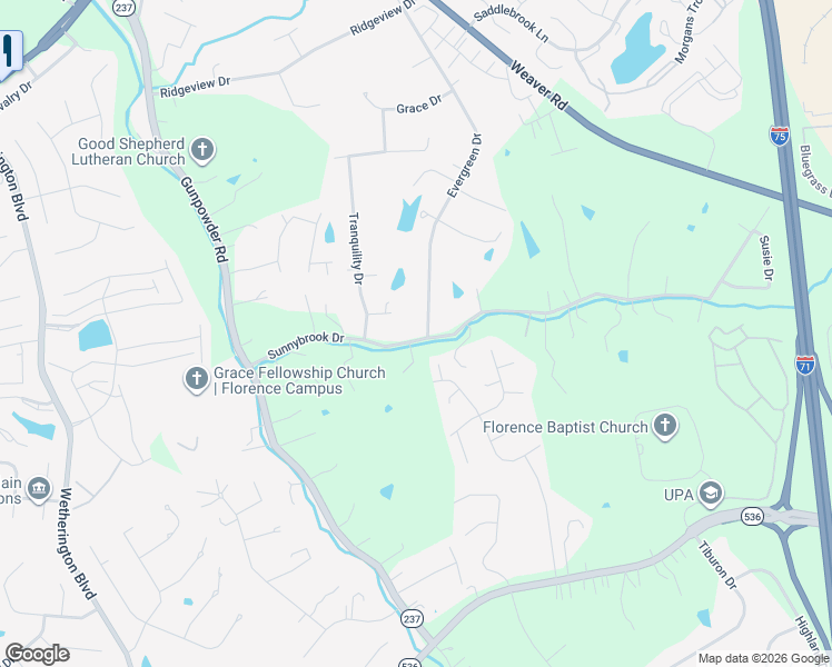 map of restaurants, bars, coffee shops, grocery stores, and more near 848 Sunnybrook Drive in Florence