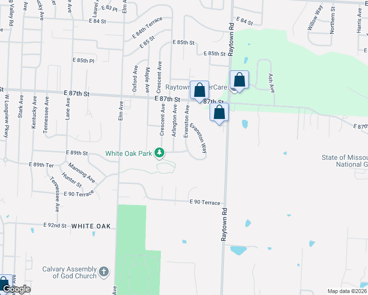 map of restaurants, bars, coffee shops, grocery stores, and more near 8831 Arlington Avenue in Kansas City