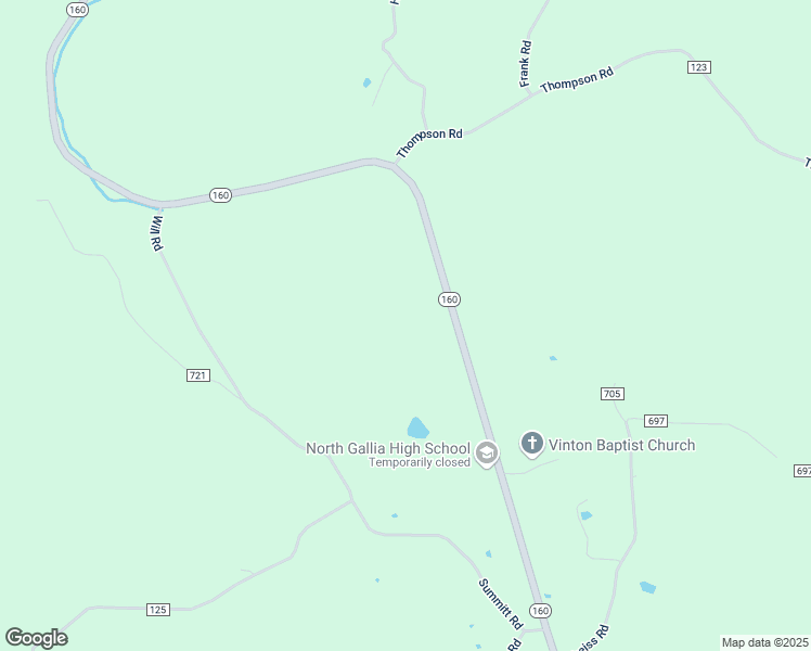 map of restaurants, bars, coffee shops, grocery stores, and more near 12155 Ohio 160 in Vinton
