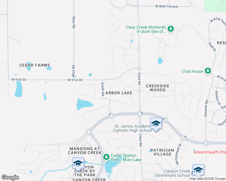 map of restaurants, bars, coffee shops, grocery stores, and more near 9146 Shady Bend Road in Lenexa