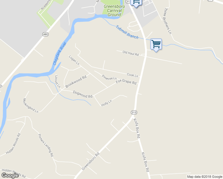 map of restaurants, bars, coffee shops, grocery stores, and more near 25985 Fox Grape Road in Greensboro