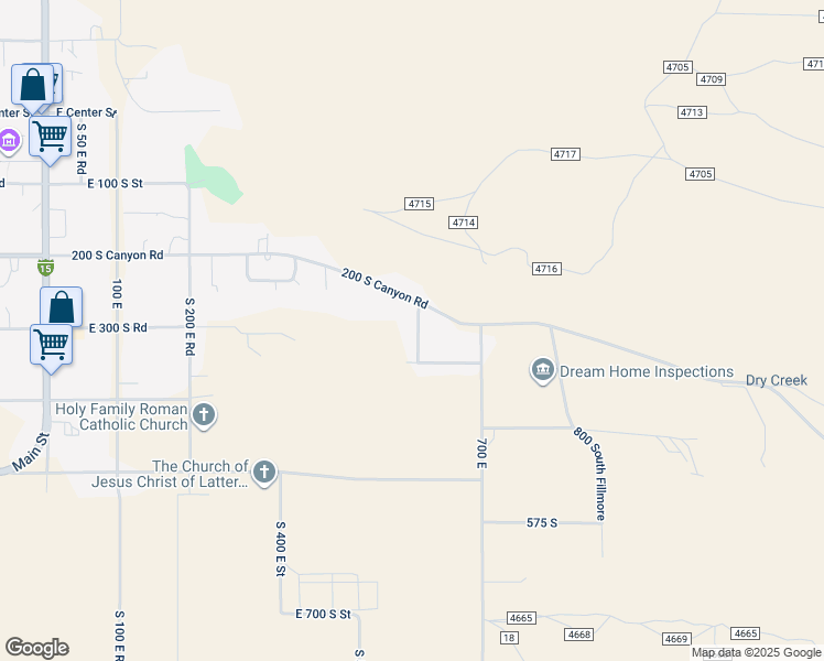 map of restaurants, bars, coffee shops, grocery stores, and more near 310 South 600 East Road in Fillmore
