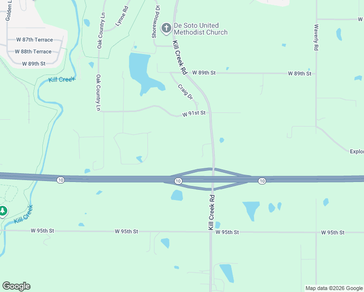 map of restaurants, bars, coffee shops, grocery stores, and more near 9210 Kill Creek Road in De Soto