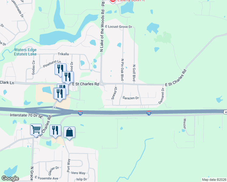 map of restaurants, bars, coffee shops, grocery stores, and more near 203 Snead Dr in Columbia