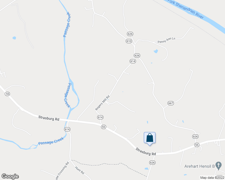 map of restaurants, bars, coffee shops, grocery stores, and more near 239 Rogers Mill Road in Strasburg
