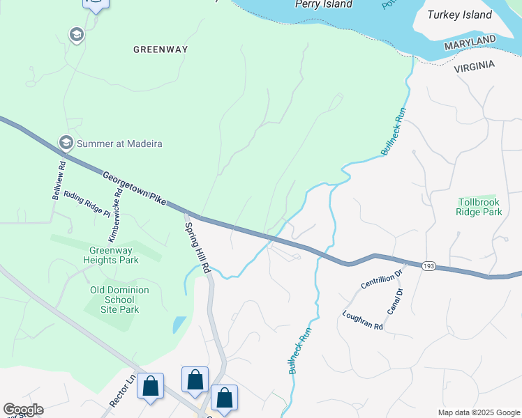 map of restaurants, bars, coffee shops, grocery stores, and more near 8020 Georgetown Pike in McLean