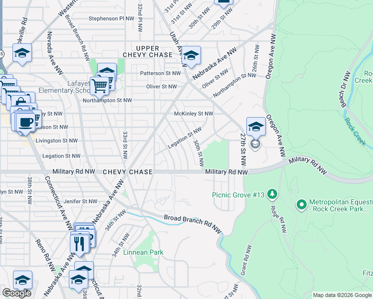 map of restaurants, bars, coffee shops, grocery stores, and more near 5447 30th Place Northwest in Washington