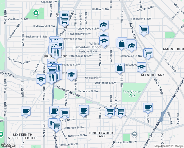 map of restaurants, bars, coffee shops, grocery stores, and more near 536 Peabody Street Northwest in Washington