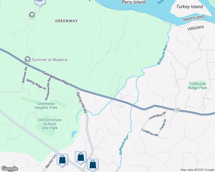 map of restaurants, bars, coffee shops, grocery stores, and more near 8020 Georgetown Pike in McLean