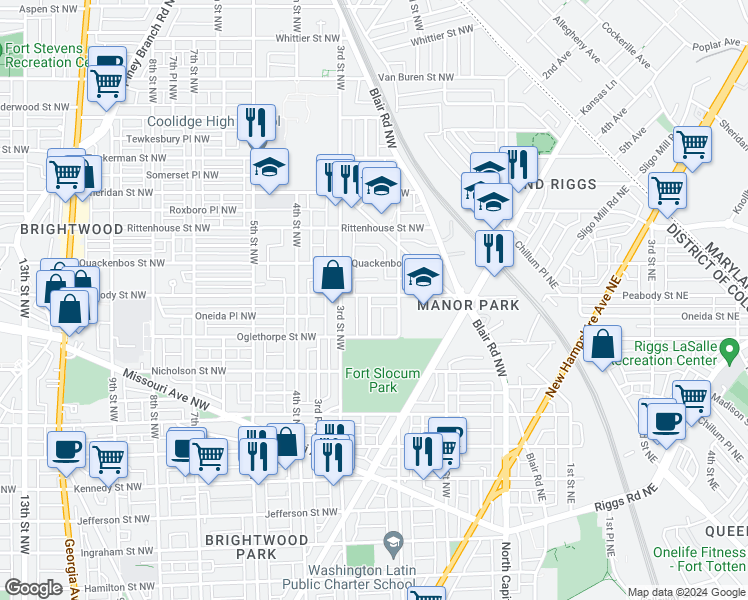 map of restaurants, bars, coffee shops, grocery stores, and more near 5929 2nd Place Northwest in Washington