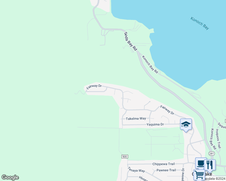 map of restaurants, bars, coffee shops, grocery stores, and more near 5025 Wintun Way in Kelseyville