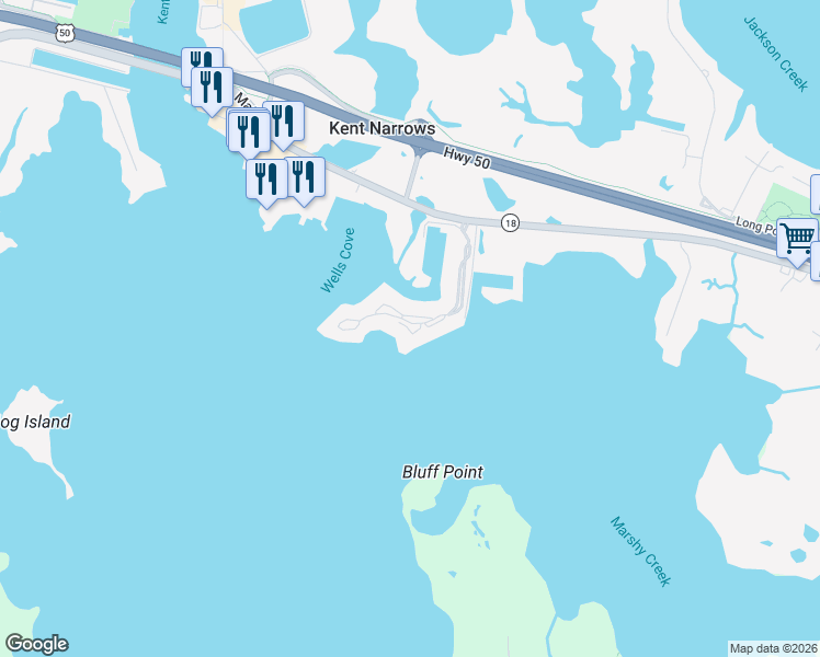 map of restaurants, bars, coffee shops, grocery stores, and more near 1003 Oyster Cove Dr in Grasonville