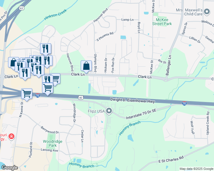 map of restaurants, bars, coffee shops, grocery stores, and more near 3906-3998 Clark Lane in Columbia