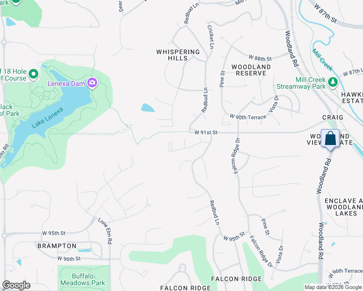map of restaurants, bars, coffee shops, grocery stores, and more near 20822 West 91st Terrace in Lenexa
