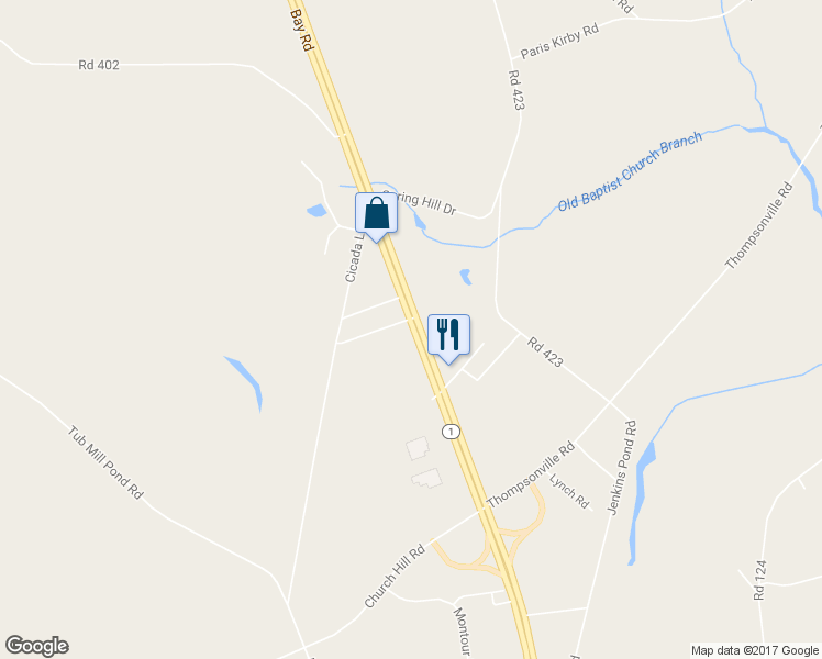 map of restaurants, bars, coffee shops, grocery stores, and more near 1677 Bay Road in Milford