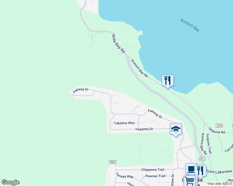 map of restaurants, bars, coffee shops, grocery stores, and more near 9024 Bannock Court in Kelseyville