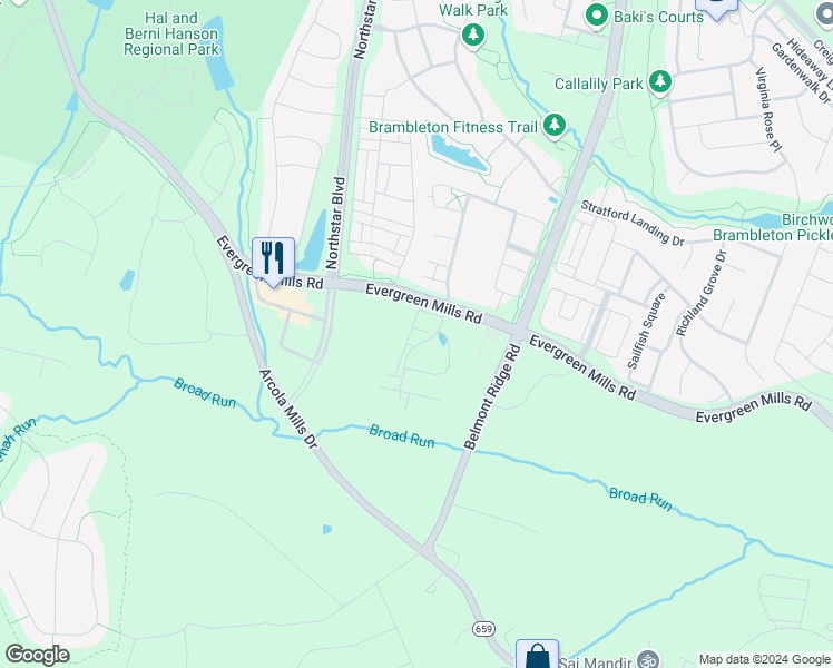 map of restaurants, bars, coffee shops, grocery stores, and more near 23658 Turtle Point Terrace in Ashburn