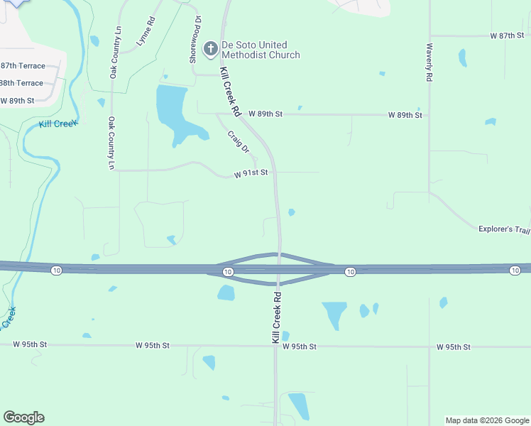 map of restaurants, bars, coffee shops, grocery stores, and more near 9210 Kill Creek Road in De Soto