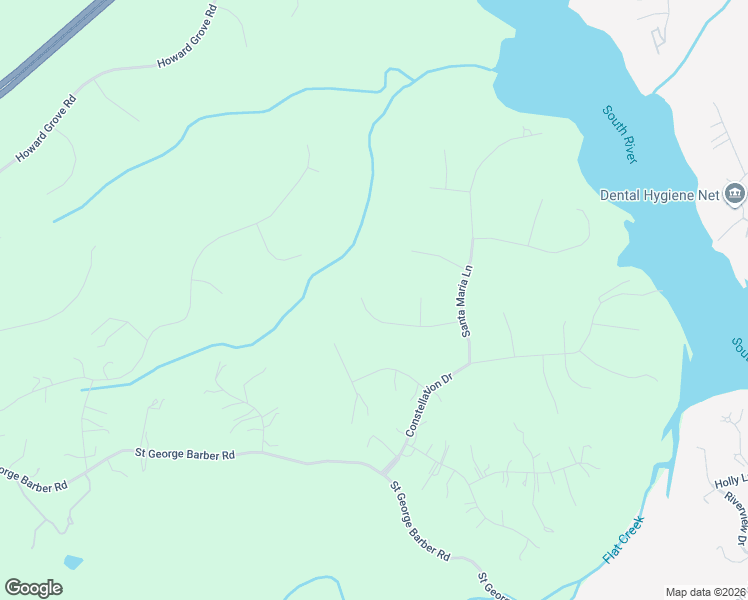 map of restaurants, bars, coffee shops, grocery stores, and more near 3484 Olympia Road in Davidsonville