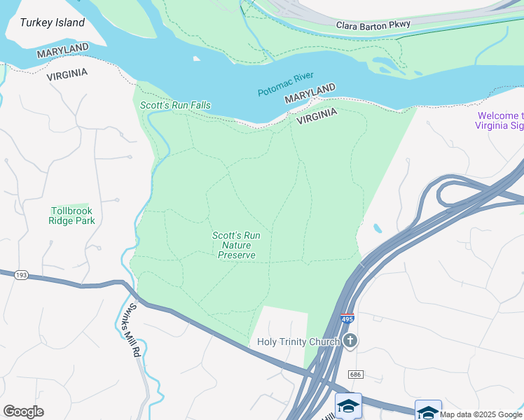 map of restaurants, bars, coffee shops, grocery stores, and more near 7400 Georgetown Pike in McLean