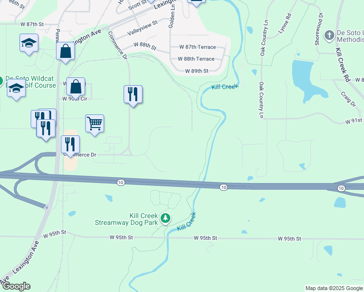 map of restaurants, bars, coffee shops, grocery stores, and more near 9201 Packaging Lane in De Soto