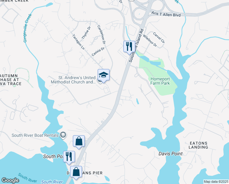 map of restaurants, bars, coffee shops, grocery stores, and more near 4 Wallace Manor Road in Edgewater