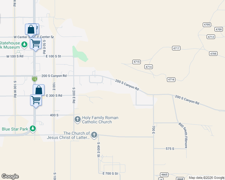 map of restaurants, bars, coffee shops, grocery stores, and more near 440 East Canyon Road in Fillmore
