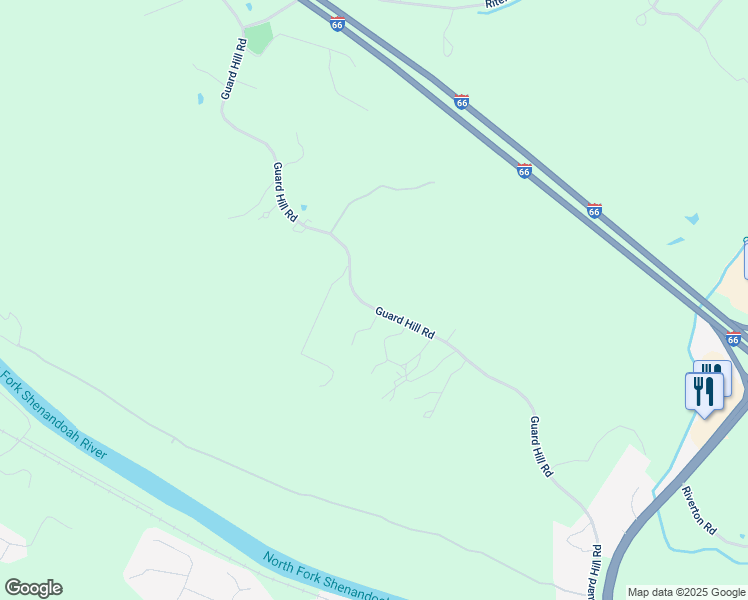 map of restaurants, bars, coffee shops, grocery stores, and more near 3285 Guard Hill Road in Front Royal