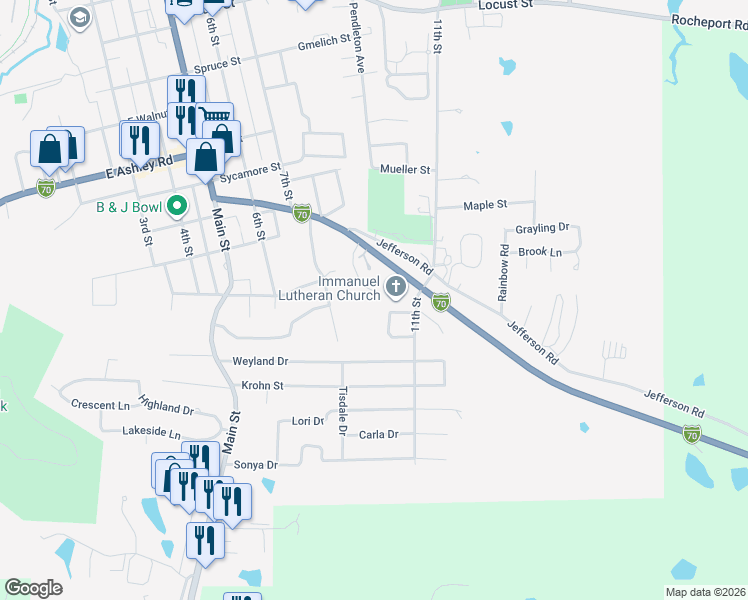 map of restaurants, bars, coffee shops, grocery stores, and more near 10 Oak Valley Drive in Boonville