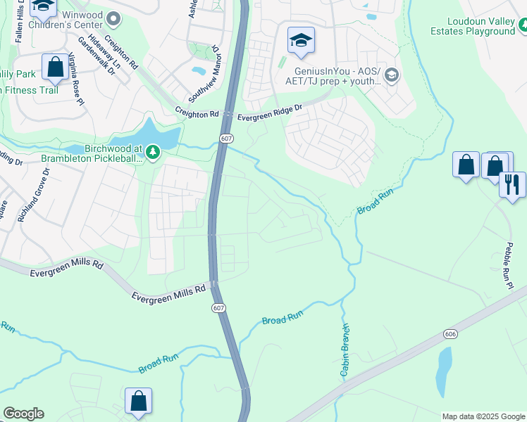 map of restaurants, bars, coffee shops, grocery stores, and more near 43011 Debonair Terrace in Ashburn