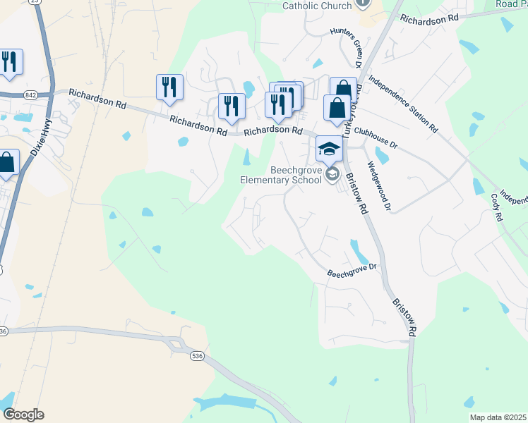 map of restaurants, bars, coffee shops, grocery stores, and more near 4217 Beechgrove Drive in Independence