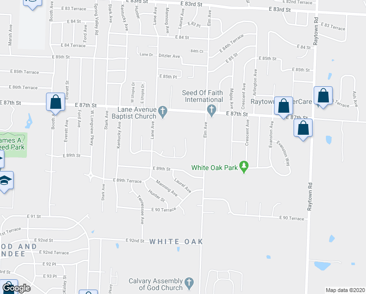 map of restaurants, bars, coffee shops, grocery stores, and more near 8820 Ditzler Avenue in Kansas City