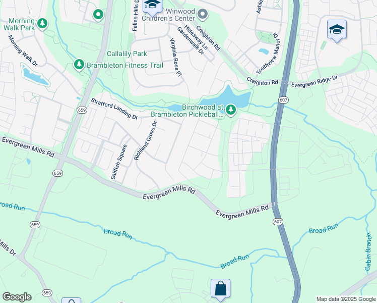 map of restaurants, bars, coffee shops, grocery stores, and more near 42729 Autumn Day Terrace in Brambleton