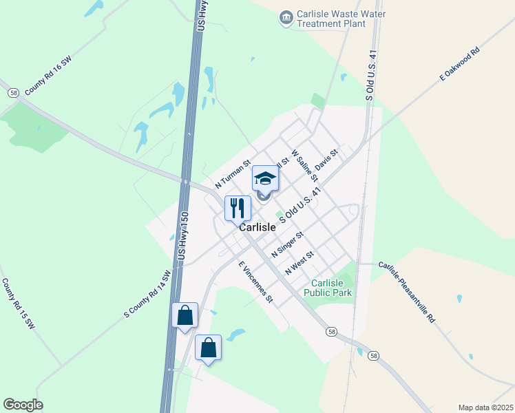 map of restaurants, bars, coffee shops, grocery stores, and more near 201 South Ledgerwood Street in Carlisle