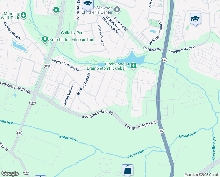 map of restaurants, bars, coffee shops, grocery stores, and more near 42729 Autumn Day Terrace in Brambleton