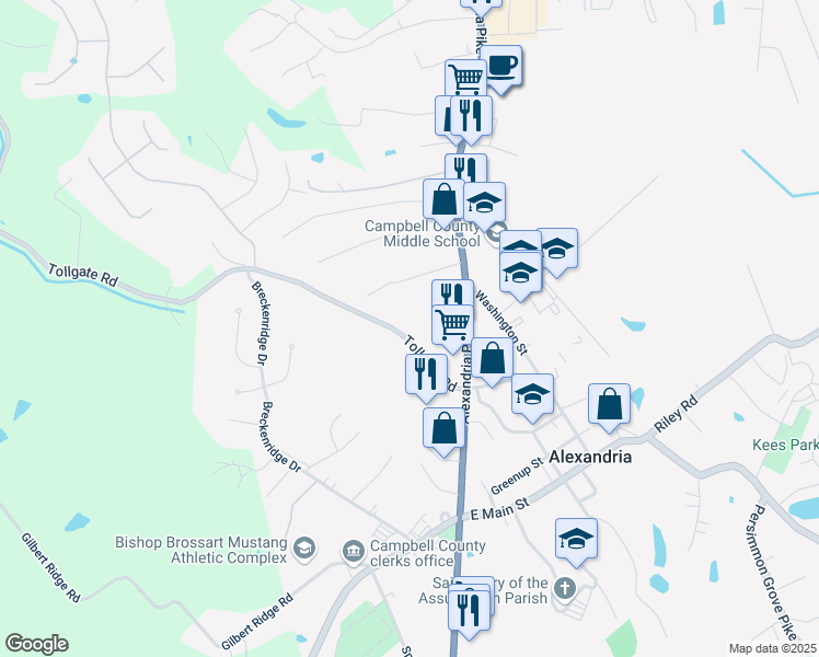 map of restaurants, bars, coffee shops, grocery stores, and more near 8227 Tollgate Road in Alexandria