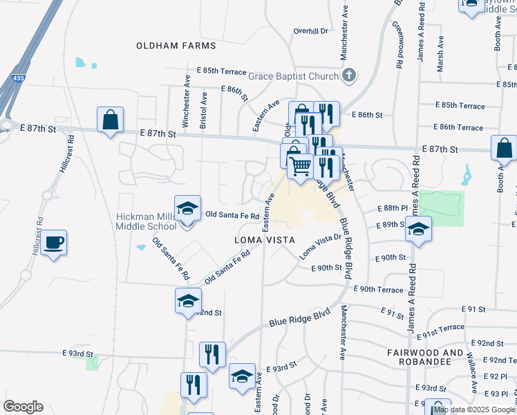 map of restaurants, bars, coffee shops, grocery stores, and more near 9 East Crystal Lane in Kansas City
