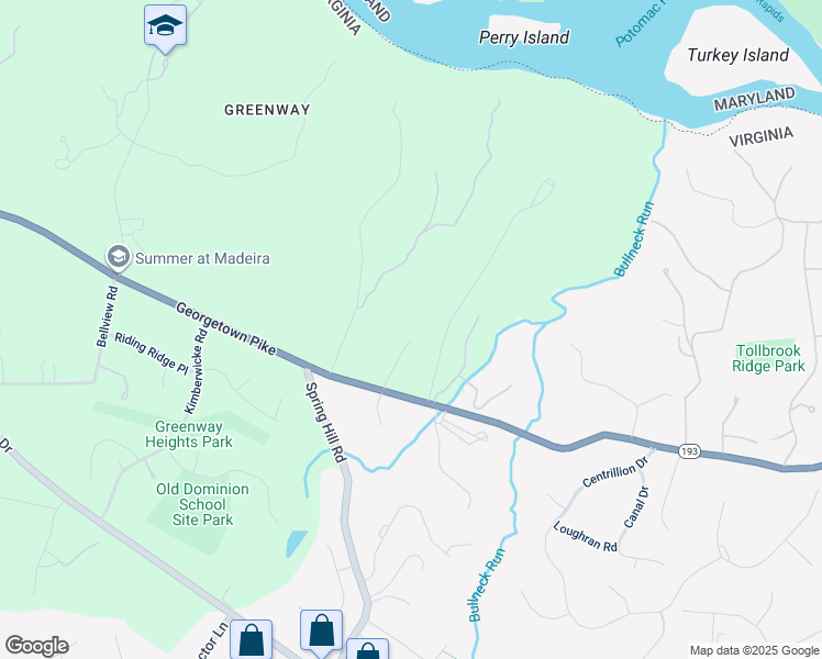 map of restaurants, bars, coffee shops, grocery stores, and more near 844 Merriewood Ln in McLean