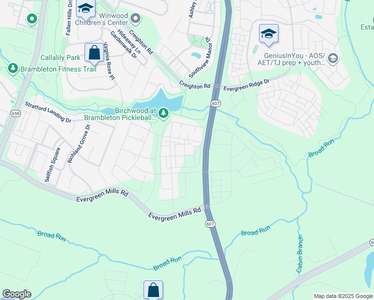 map of restaurants, bars, coffee shops, grocery stores, and more near 23630 Havelock Walk Terrace in Brambleton