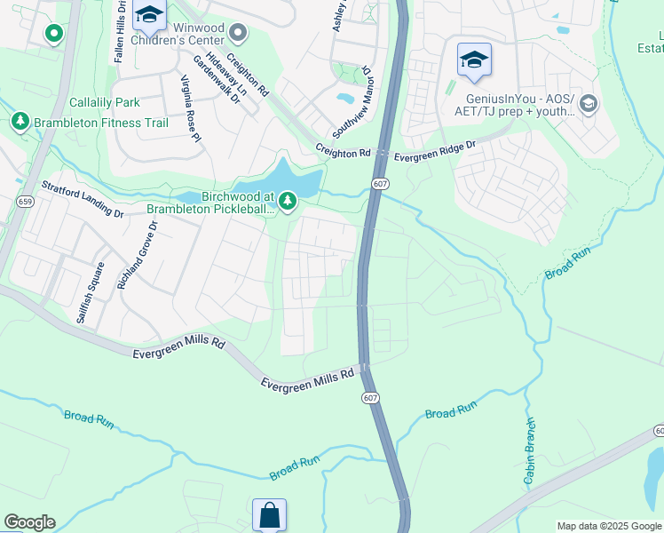 map of restaurants, bars, coffee shops, grocery stores, and more near 23630 Havelock Walk Terrace in Brambleton