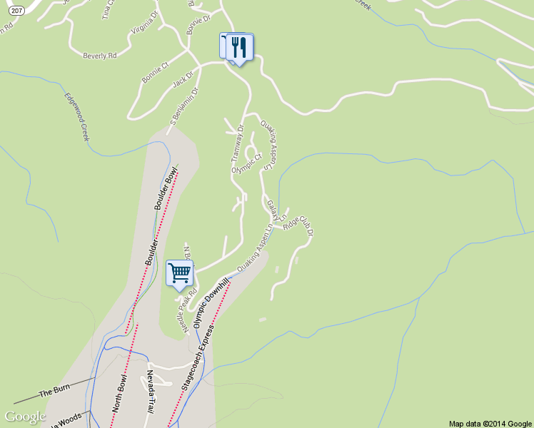 map of restaurants, bars, coffee shops, grocery stores, and more near 360 Galaxy Lane in Stateline