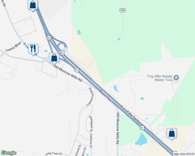 map of restaurants, bars, coffee shops, grocery stores, and more near in Troy